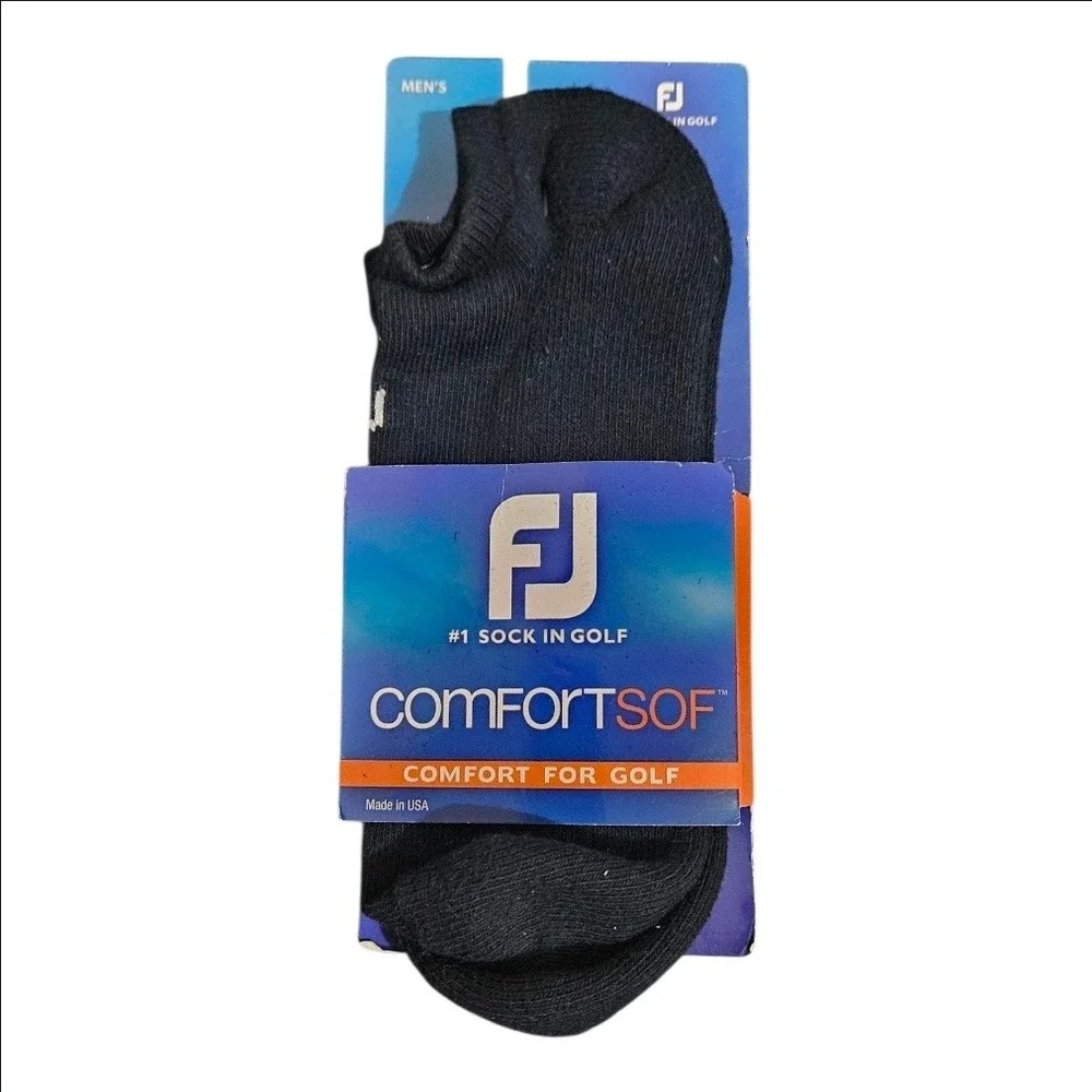 FootJoy ComfortSof Mens Low Cut Golf Socks Black 16471 Made in USA Size 7-12